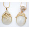 Fashion Charming Gold Metal Lovely Rhinestone Cat Eye Drop Crown Pendant Necklace N-0577