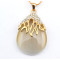 Fashion Charming Gold Metal Lovely Rhinestone Cat Eye Drop Crown Pendant Necklace N-0577