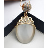 Fashion Charming Gold Metal Lovely Rhinestone Cat Eye Drop Crown Pendant Necklace N-0577