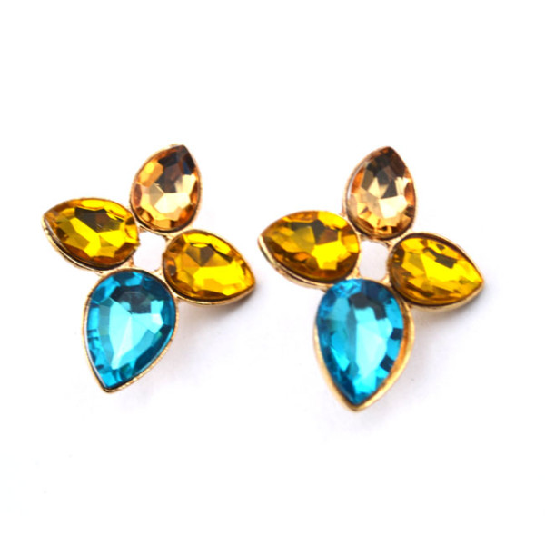 Fashion European Golden Metal Crystal Drop Flower Pin Brooch P-0097