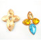 Fashion European Golden Metal Crystal Drop Flower Pin Brooch P-0097