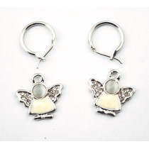 Fashion Lovely Charming Rhinestone Silver Metal Angle Earrings Ear Stud E-1061