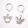 Fashion Lovely Charming Rhinestone Silver Metal Angle Earrings Ear Stud E-1061