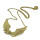 Fashion Lovely Gold Metal Angle Feather Wing Pendant Necklace N-2899-0