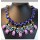 New European Style Vintage Gold Vintage Bronze Alloy Blue Green Crystal Purple Resin Flower Choker Necklace N-0153