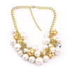 New European Style Gold Plated pearl resin ball Choker Necklace bracelet set S-0035