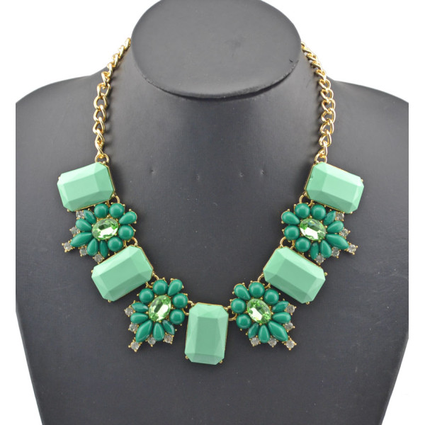 New fashion Style Gold Plated  resin gem rhinestone crystal flower Choker Necklace N-0154