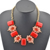 New fashion Style Gold Plated  resin gem rhinestone crystal flower Choker Necklace N-0154