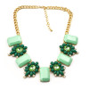 New fashion Style Gold Plated  resin gem rhinestone crystal flower Choker Necklace N-0154