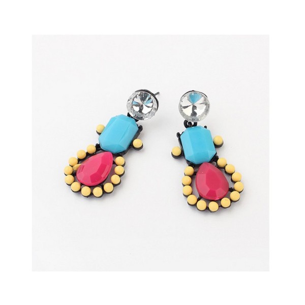 European style colorful resin gem rhinestone candy stud earrings E-0680