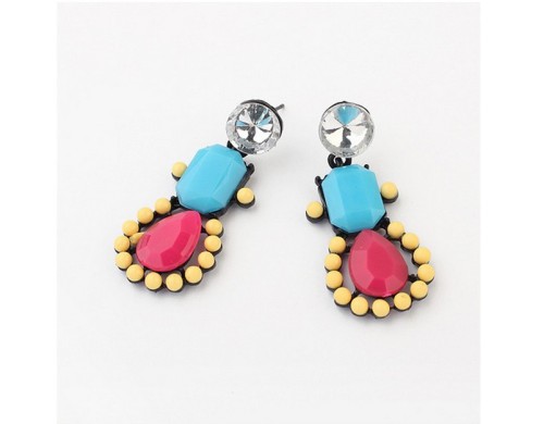 European style colorful resin gem rhinestone candy stud earrings E-0680