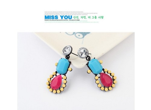 European style colorful resin gem rhinestone candy stud earrings E-0680