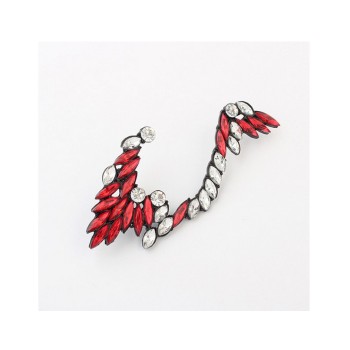 European Punk style crystal rhinestone leaves stud ear cuff E-1211