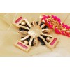 New Fashion Gold Plated Alloy Rose Ribbon Weave Chain Resin Rhinestone Flower Cross Pendant Necklace  N-0579