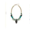New European Style Vintage Gold Green Gem Rhinestone Resin Flower Choker Necklace  N-0581