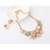 Lovely Fashion Charming Golden Metal Enamel Daisy Flower Rhinestone Choker  Necklace N-0156