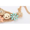 Lovely Fashion Charming Golden Metal Enamel Daisy Flower Rhinestone Choker  Necklace N-0156