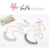 European Style Gold Metal Enamel Gear Rivet Pendant Necklace N-4604
