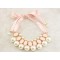 New Charming Korean Style Gold Plated Alloy Silk Ribbon Resin Gem Pearl Necklace N-1572