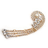 European Style full clear rhinestone crystal drop tassels pearl ear clip Ear Cuff For Left Ear E-2087