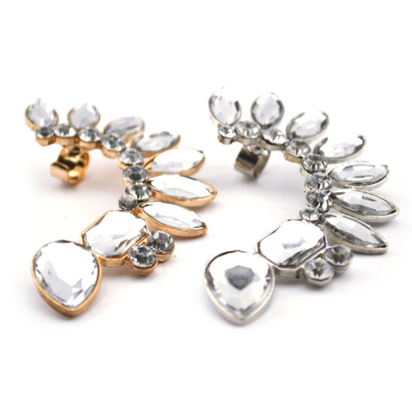 European Style full clear rhinestone crystal  leaves ear clip Ear Cuff For Left Ear  E-2088