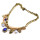 New vintage Style bronze metal chain pearl ring snowflake skull blue crystal drop Necklace S-0038