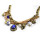New vintage Style bronze metal chain pearl ring snowflake skull blue crystal drop Necklace S-0038