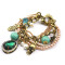 New vintage Style bronze metal chain pearl ring letter beads snowflake skull green crystal drop Necklace bracelet set s-0037