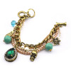 New vintage Style bronze metal chain pearl ring letter beads snowflake skull green crystal drop Necklace bracelet set s-0037