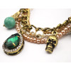 New vintage Style bronze metal chain pearl ring letter beads snowflake skull green crystal drop Necklace bracelet set s-0037