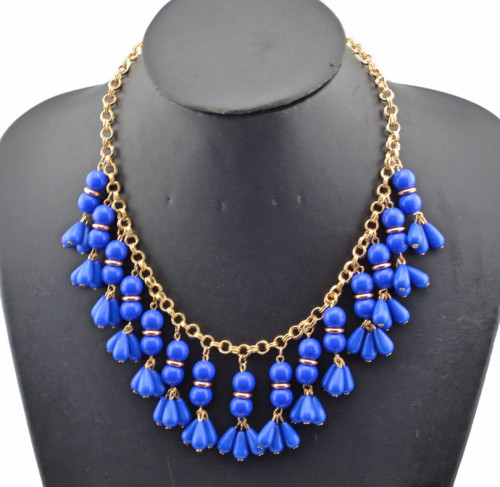 New  fashion gold plated resin beads drop tassels Choker Necklace adjustable N-0291