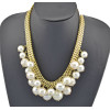 New  fashion gold plated snake chain rhinestone pearl ball tassels Choker Necklace adjustable N-1573