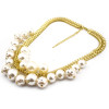 New  fashion gold plated snake chain rhinestone pearl ball tassels Choker Necklace adjustable N-1573