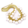 New  fashion gold plated snake chain rhinestone pearl ball tassels Choker Necklace adjustable N-1573