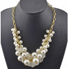 New  fashion gold plated link chain pearl clear ball tassels Choker Necklace adjustable N-1574