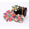 New  charming gold plated resin colorful gem flower choker necklace N0160