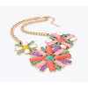 New  charming gold plated resin colorful gem flower choker necklace N0160