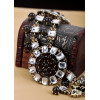 New Fashion Vintage European Style Bronze Alloy Multilayer Rhinestone Crystal Gem Choker Necklace N-0159