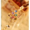 Fashion Golden Metal  Colorful rhinestone swan bracelet adjustable B-0282