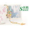 Fashion Golden Metal  Colorful rhinestone swan bracelet adjustable B-0282