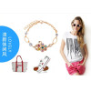 Fashion Golden Metal  Colorful rhinestone swan bracelet adjustable B-0282