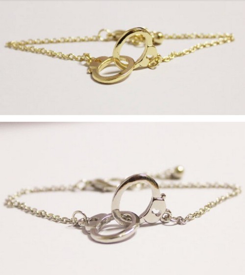 Fashion silver Golden Metal handcuffs  bracelet adjustable B-0281
