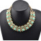 New Fashion Style gold plated metal moon rhinestone beads double chain necklace N-0296