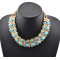 New Fashion Style gold plated metal moon rhinestone beads double chain necklace N-0296