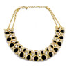 New Fashion Style gold plated metal moon rhinestone beads double chain necklace N-0296