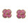 European Style black/pink enamel rhinestone flower ear studs E-0286