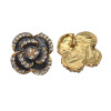 European Style black/pink enamel rhinestone flower ear studs E-0286