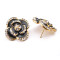 European Style black/pink enamel rhinestone flower ear studs E-0286