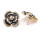 European Style black/pink enamel rhinestone flower ear studs E-0286