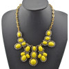 vintage style bronze alloy resin gem clear rhinestone flower choker necklace N-0298